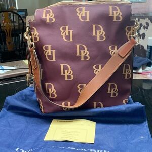 Dooney & Bourke Burgundy and Tan Messenger Brand New!! 13x12x6